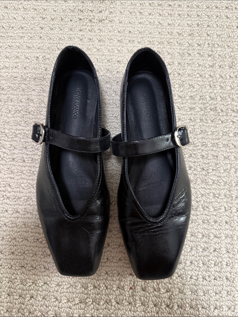 Tony Bianco Black Mary Jane Flats with Square Toe - Women's